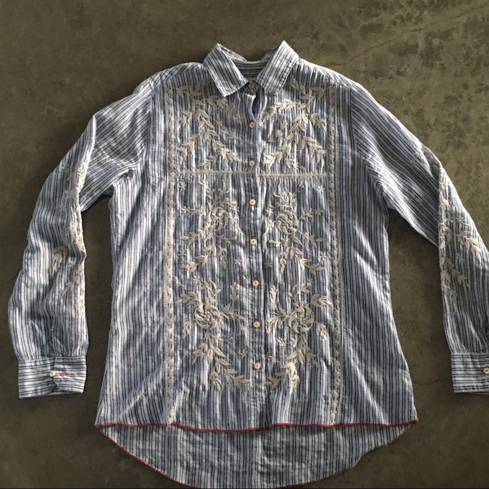 Johnny Was embroidered cotton blouse